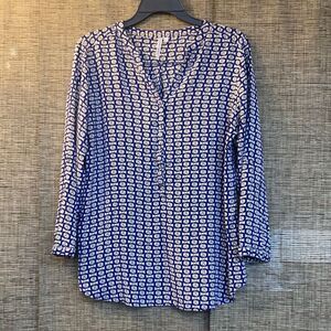 Geo print rayon blouse shirt